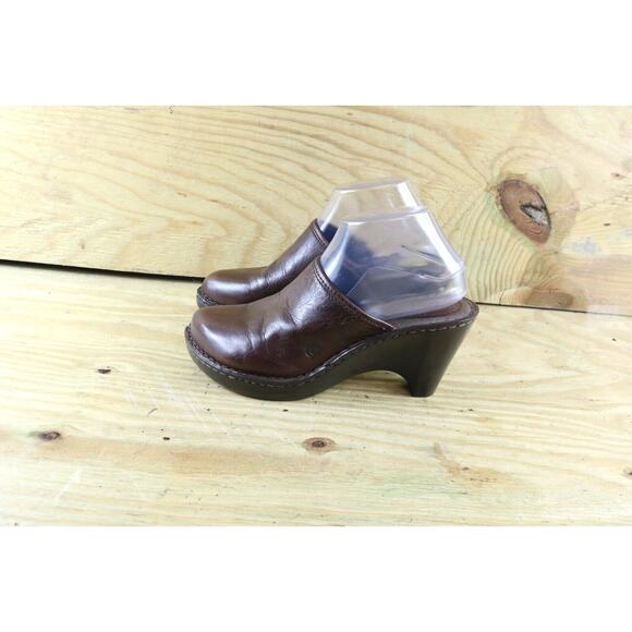 New Born Shoes Womens Sz 9 Brown Soft Leather 39 Mules Clogs Wedge Slip Ons - Picture 2 of 11